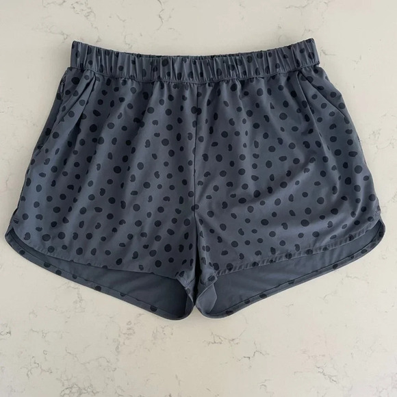 MEC Pull On Athletic Elasticized Waist Abstract Dot Print Shorts Grey+Black Sz M - Picture 8 of 9